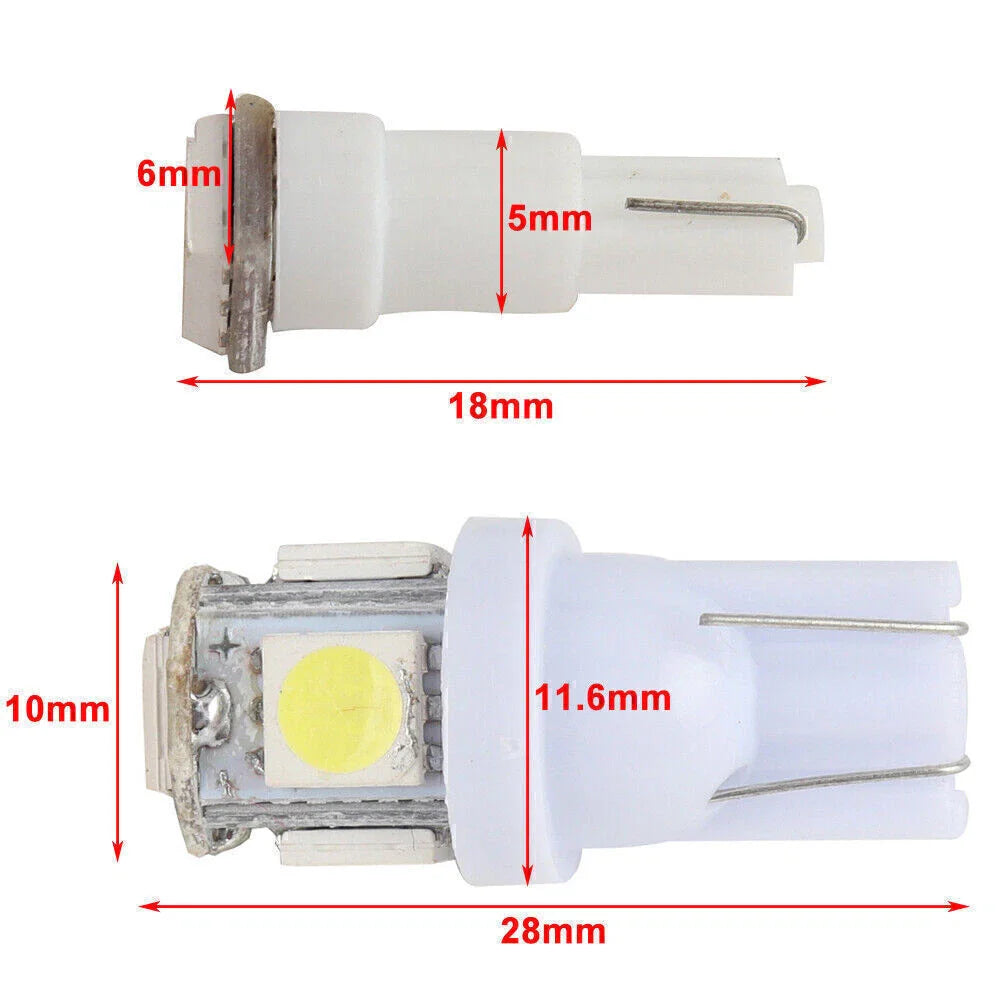 50pcs T5/T10 1-5050-SMD LED Car Lights Bulbs for Auto Interior Decoration