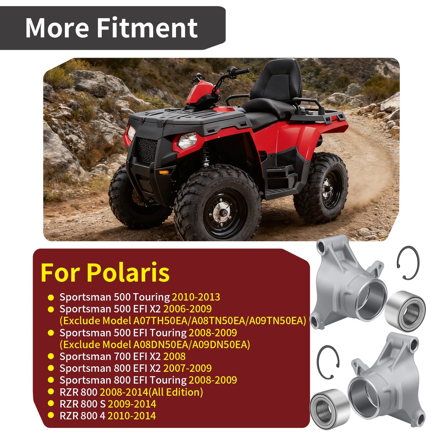 2X Rear Wheel Carrier & Bearing Kit for Polaris RZR 800 (2008–2014)