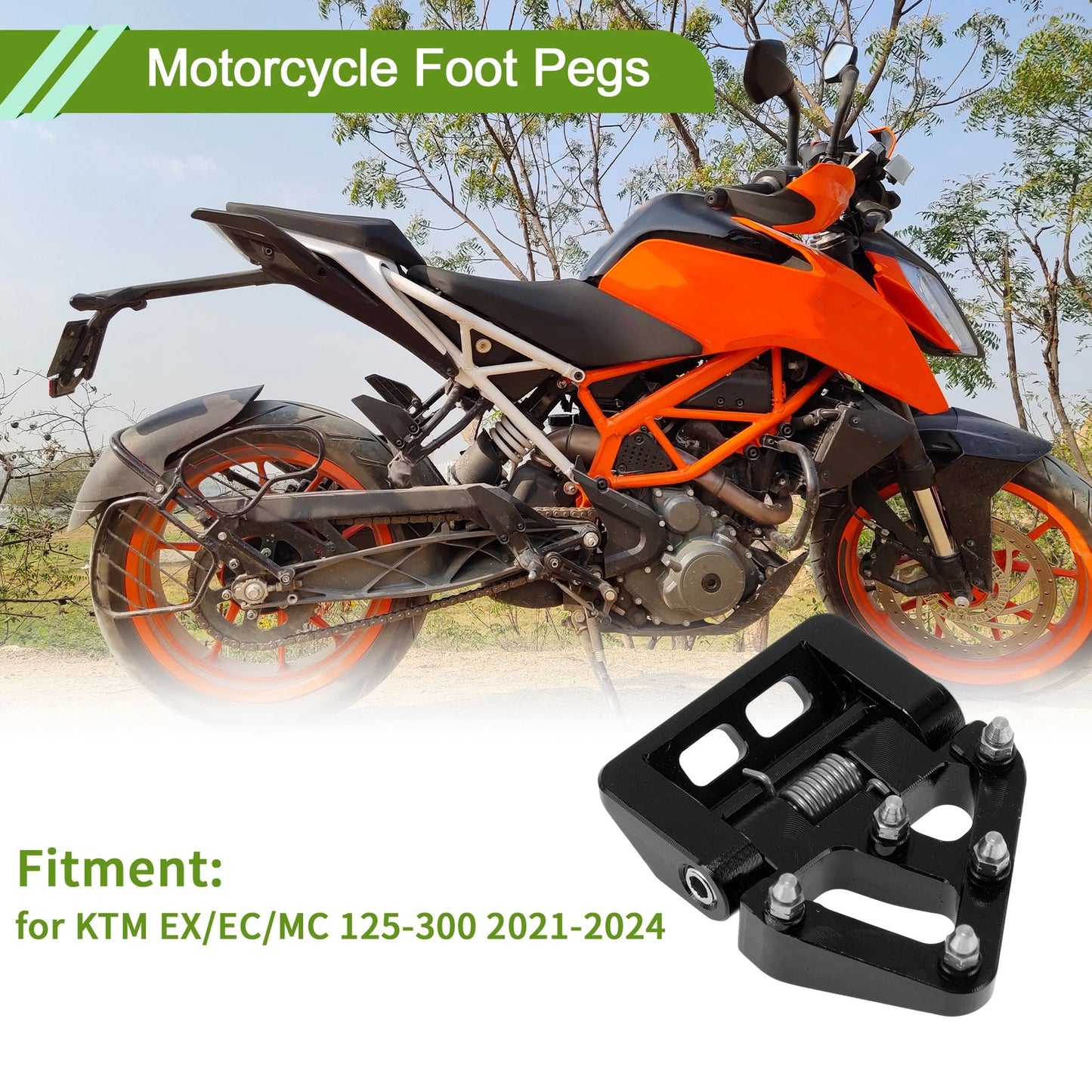 Motorcycle Foot Pegs for KTM EX/EC/MC 125-300 (2021–2024) Aluminum Alloy Black