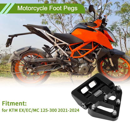 Motorcycle Foot Pegs for KTM EX/EC/MC 125-300 (2021–2024) Aluminum Alloy Black