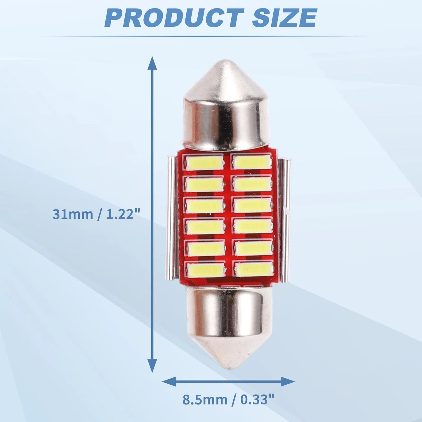 2X LED Dome Light Bulbs 4014 Chip 31mm White