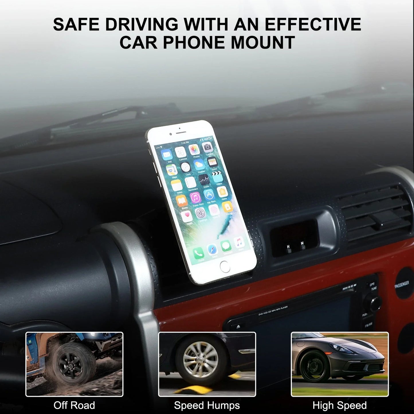 Dashboard Center Console Phone Holder Mount Stand for Toyota FJ Cruiser (2007–2017)