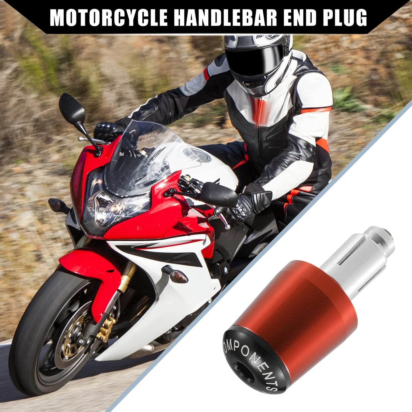 2 x 7/8" Handlebar End Plugs for Honda Motorcycle