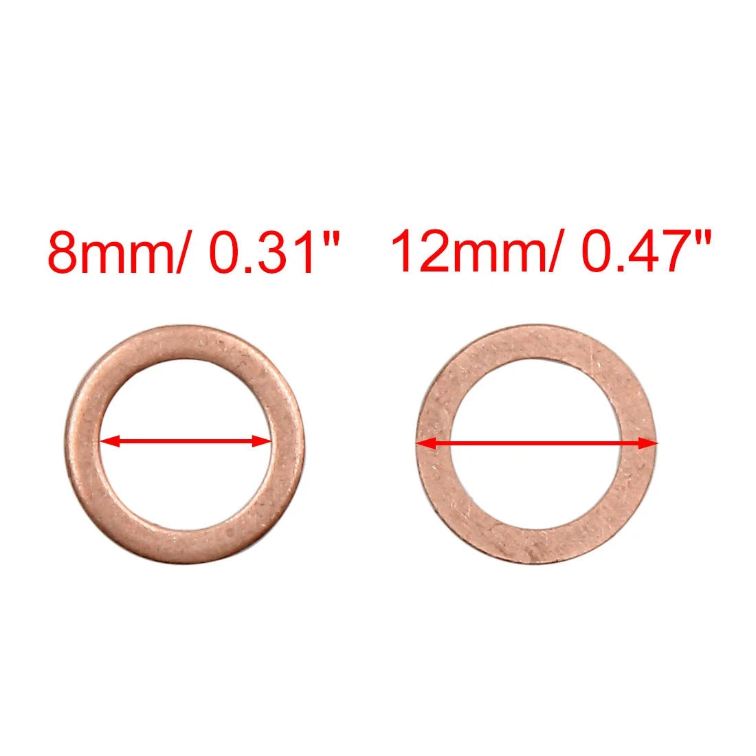 20pcs 8mm Copper Flat Sealing Washers for Automotive Applications