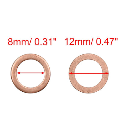 20pcs 8mm Copper Flat Sealing Washers for Automotive Applications