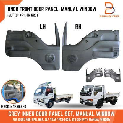 Grey Inner Front Door Panel Manual Window for Isuzu NPR NKR NQR ELF (95-05)