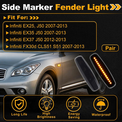 Dynamic Amber LED Side Marker Fender Light for Infiniti EX25 (2007–2013)