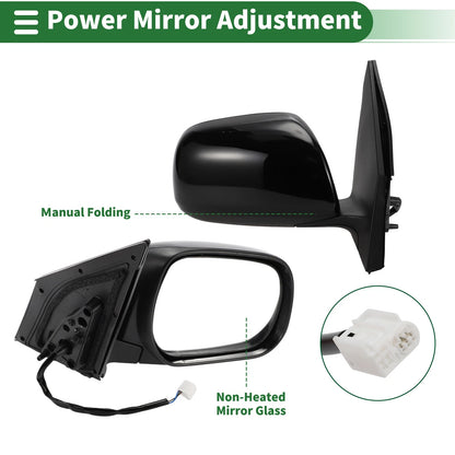 Right Side Door Mirror for Toyota RAV4 (Manual Folding, Gloss Black)