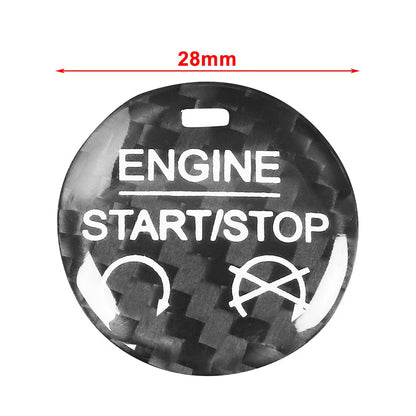 Carbon Fiber Black Engine Start Stop Button Cover Trim for Ford Mustang (2015-2022)