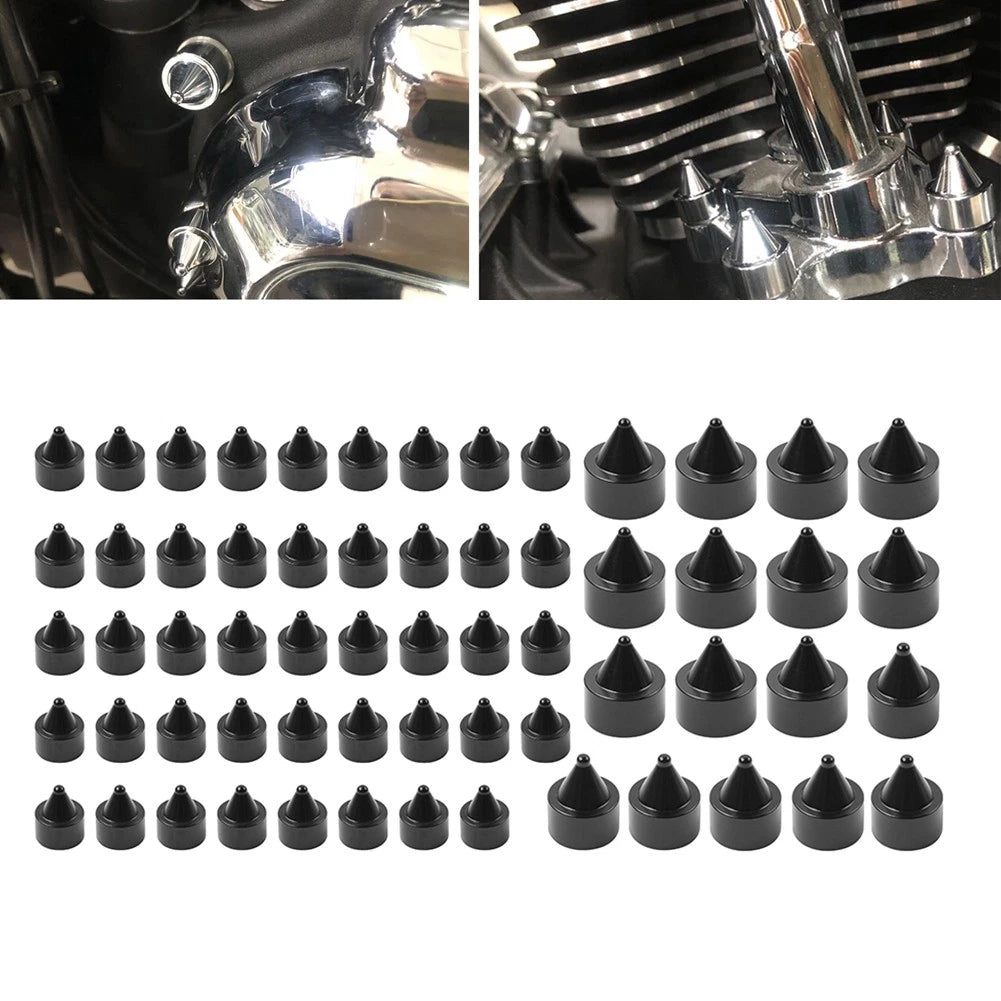 Set of 61X Engine Topper Bolt Caps Cover Black for Harley Twin Cam FLH (1999–2006)