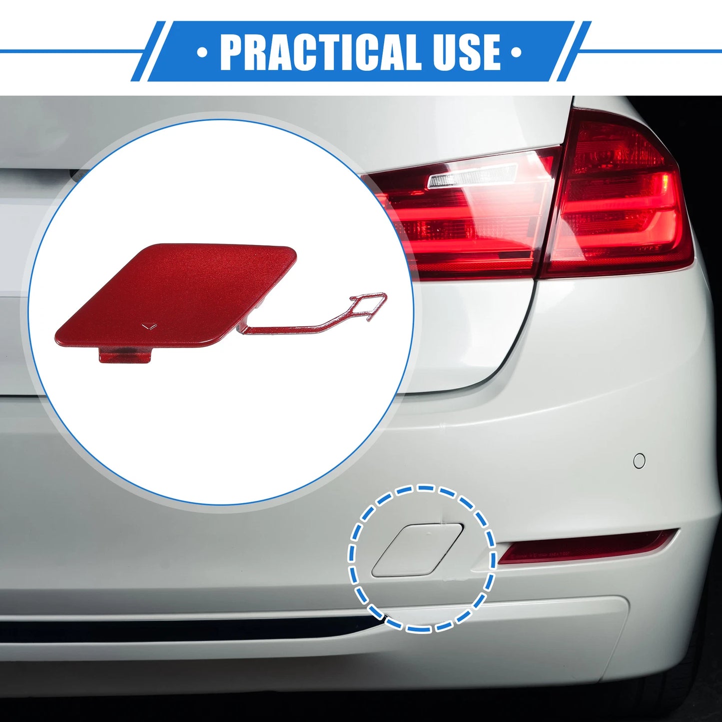 Tow Hook Eye Hole Cover Cap for BMW 3 F30 (2012–2015) Red