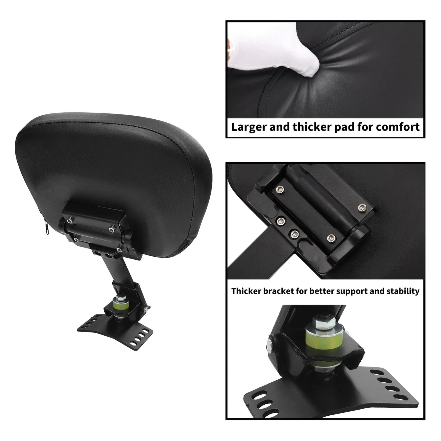 Black Plug-In Driver Backrest Pad for Harley Road Glide King (1997-2025)
