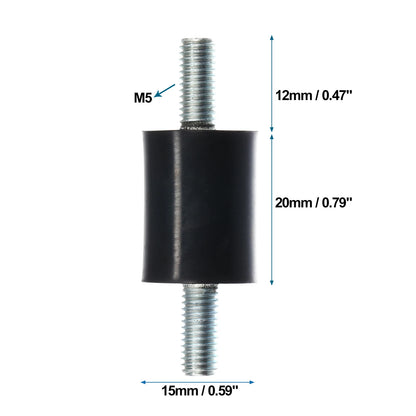 Set of 4 M5 Anti Vibration Rubber Isolator Dampers 15x20mm