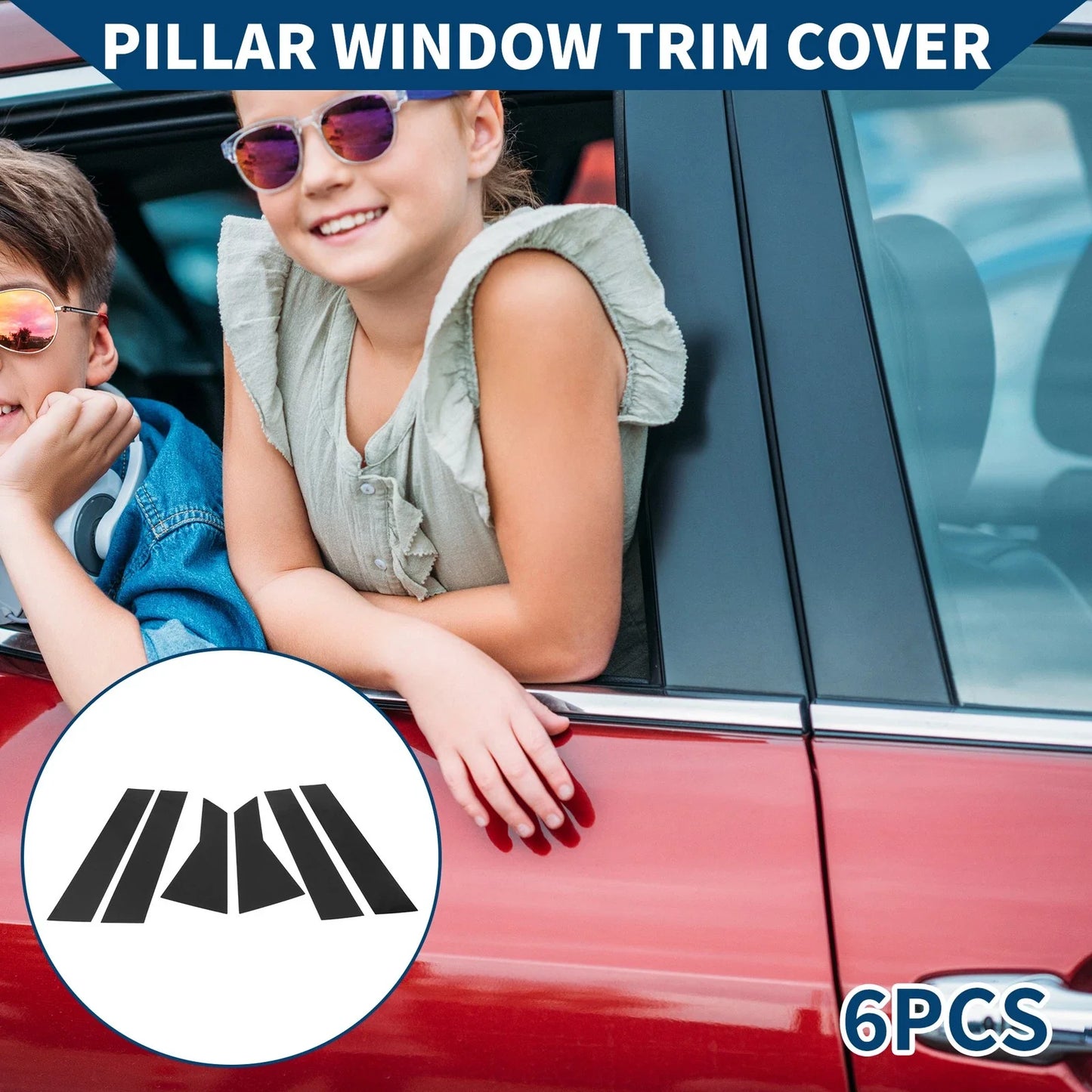 6 Pcs Black Door Pillar Window Trim for Honda Jazz (2021-2023)