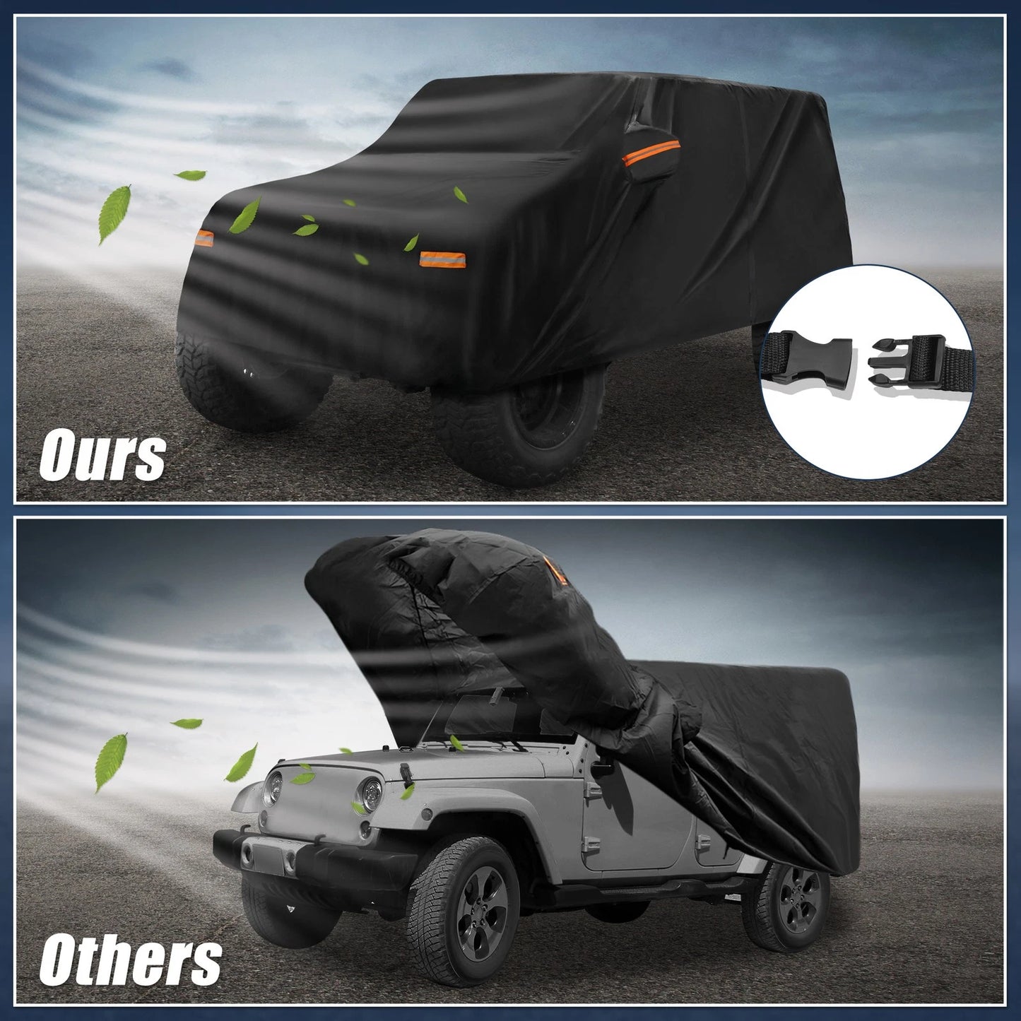 Waterproof Aluminum Film Car Cover for Jeep Wrangler JK2 (2007–2017)