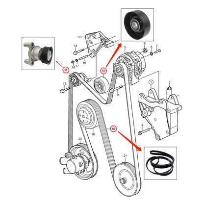 Serpentine Belt Kit for Volvo Penta 4.3L 5.0L 5.7L