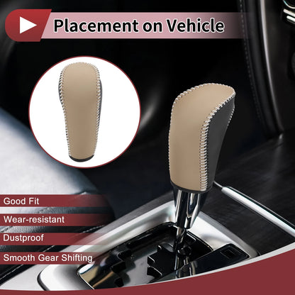 Gear Shift Knob Cover for Ford Fiesta (2011–2019) Beige Faux Leather