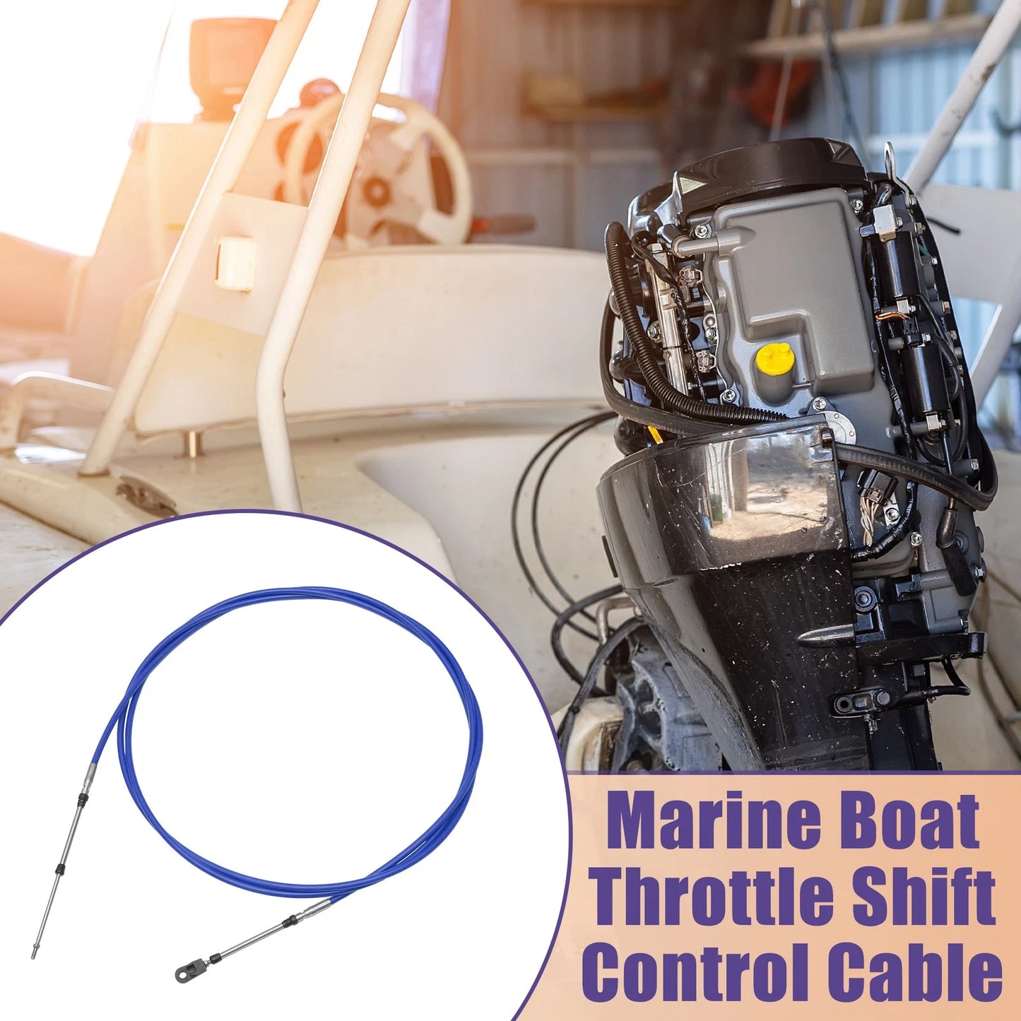 2 Pcs Throttle Shift Control Cable for Marine Boat (400cm/13FT)