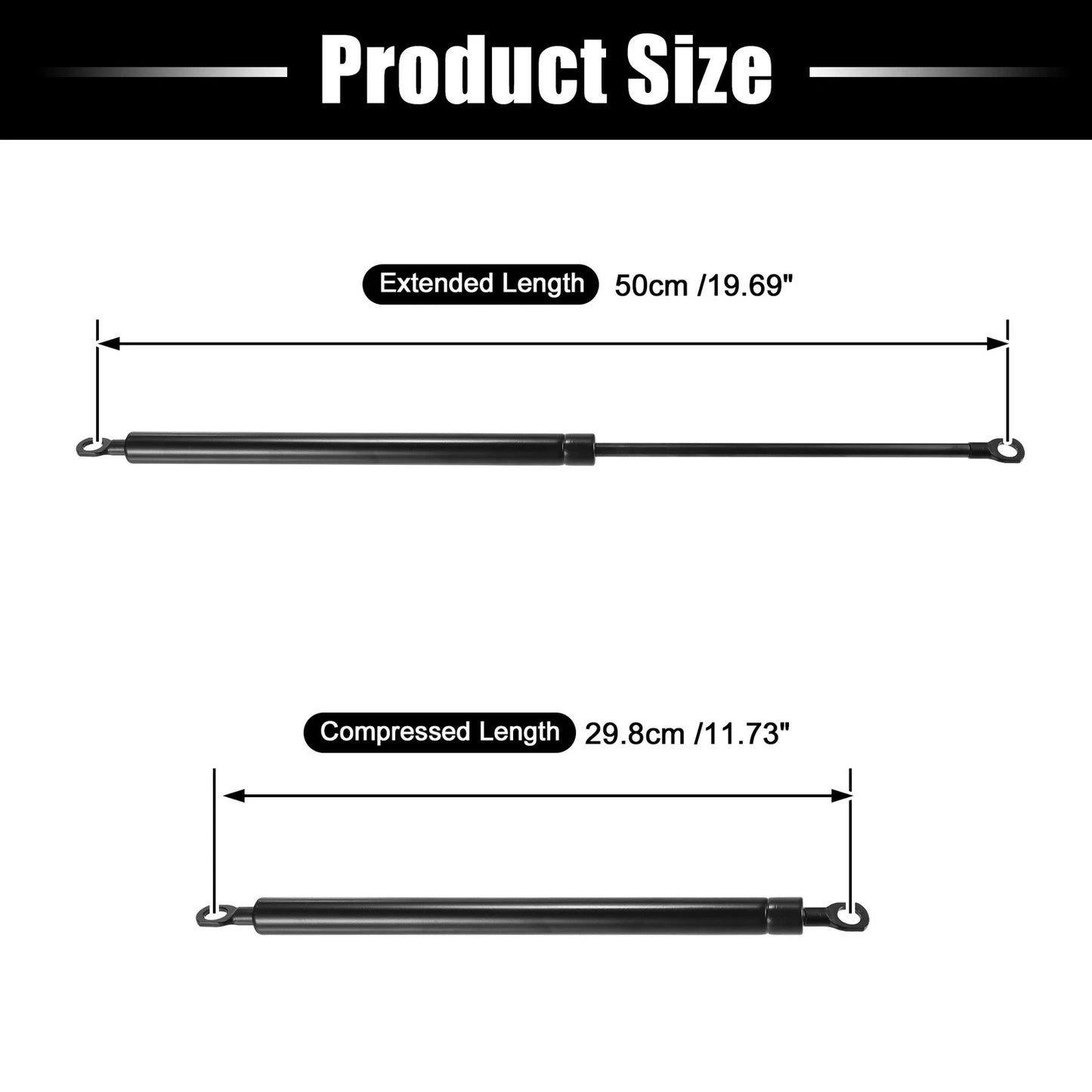 Gas Struts Lift Supports for Lid (19.7 inch, 200N/44Lbs)