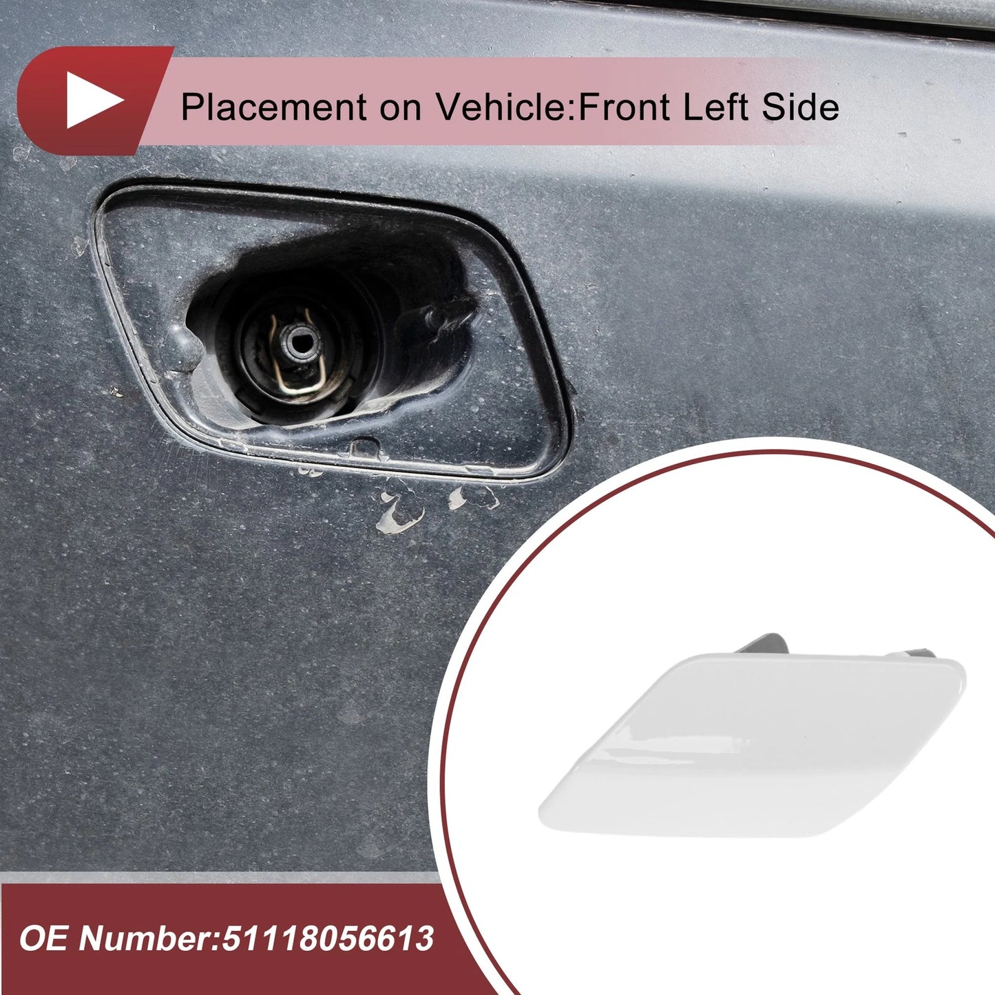 Front Left Bumper Trim Nozzle Cover No. 51118056613 for BMW 320i (2012–2019)