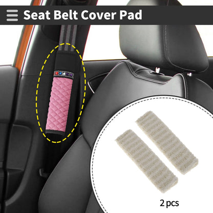 Set of 2 Beige Seat Belt Cover Pads for Universal Fit (26cm)