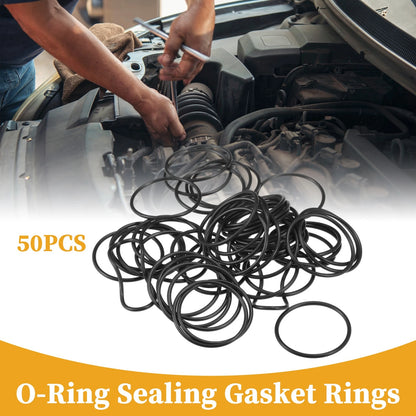 50pcs NBR Rubber O Ring Seal Gasket for Cars Trucks (25mm ID x 1.5mm CS)