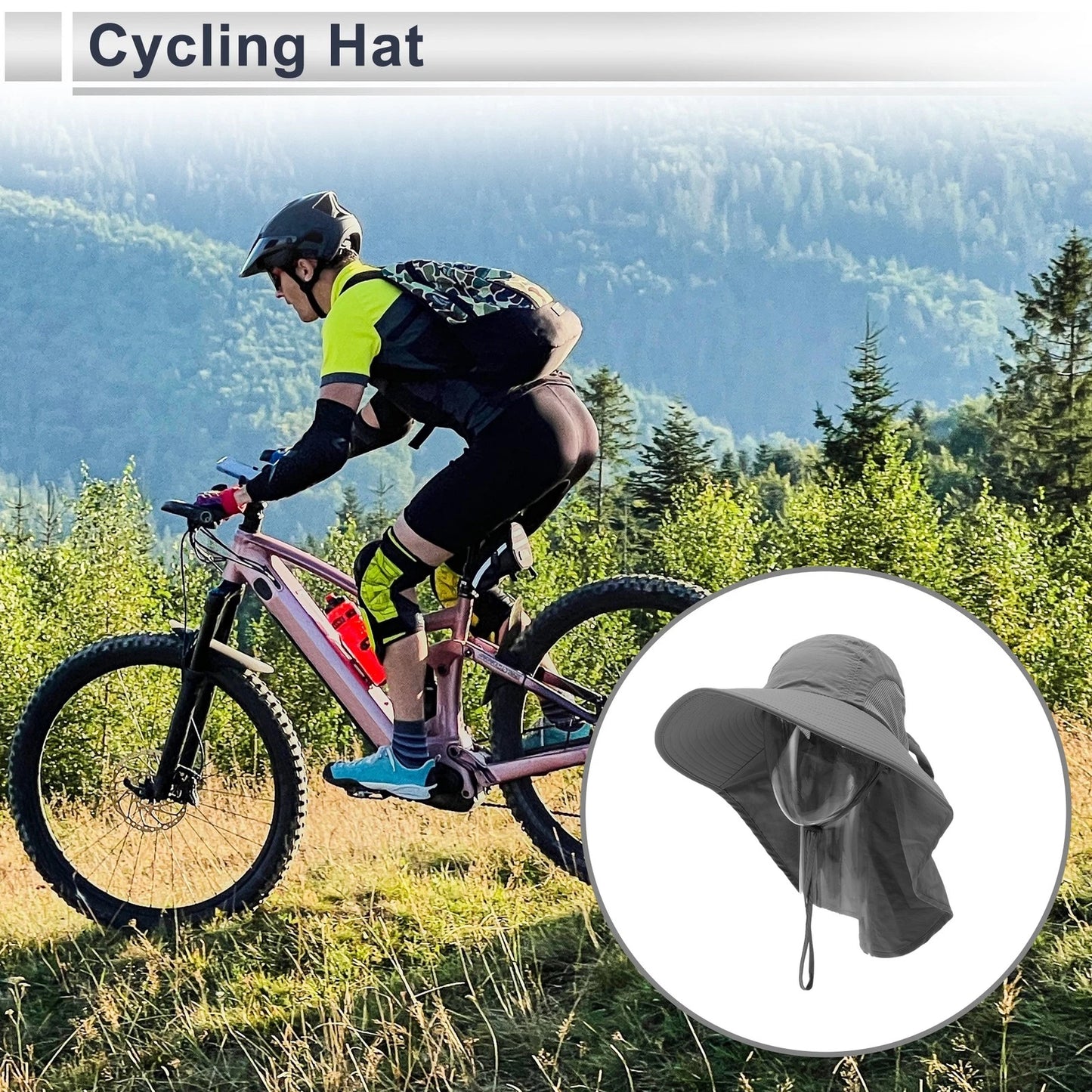 Neck Protection Cycling Hat Sweat Wicking Light Gray 28x40cm (2023)