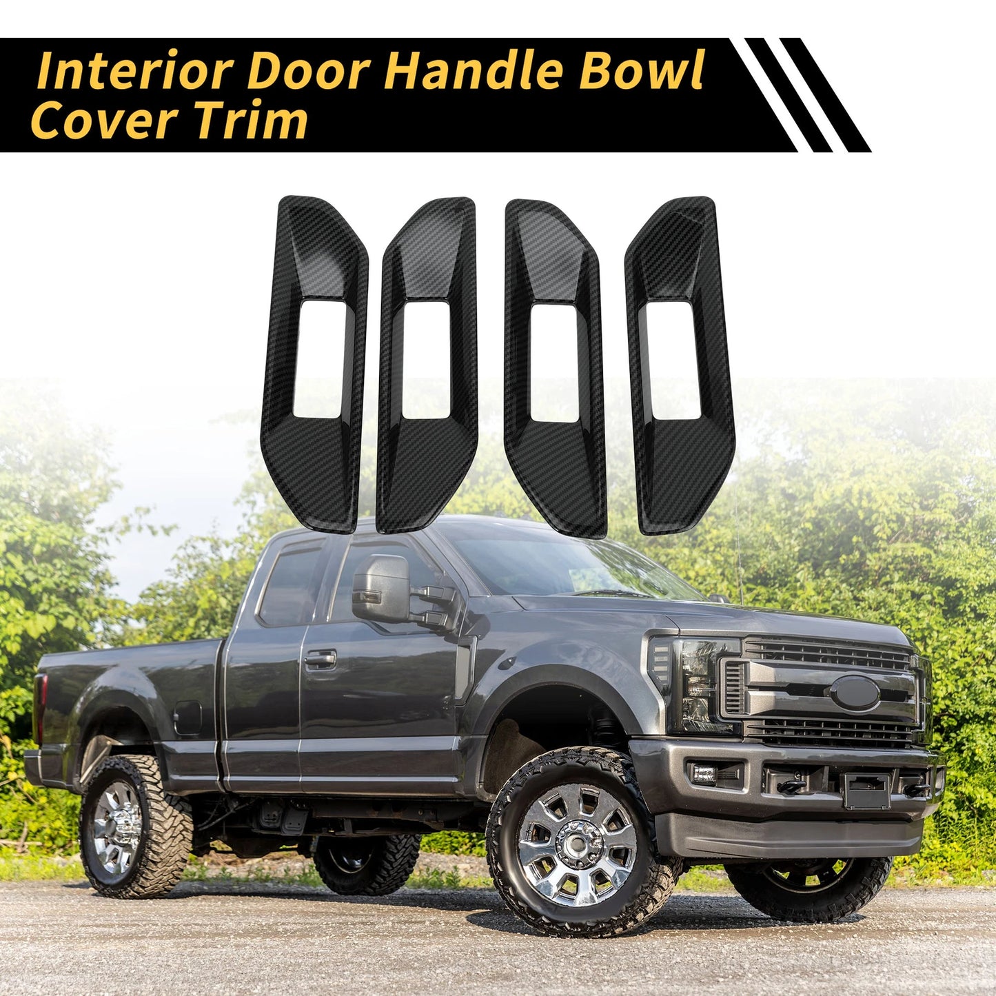 Set of 4 Carbon Fiber Pattern Door Handle Bowl Cover Trim for Ford Ranger (2023–2024)