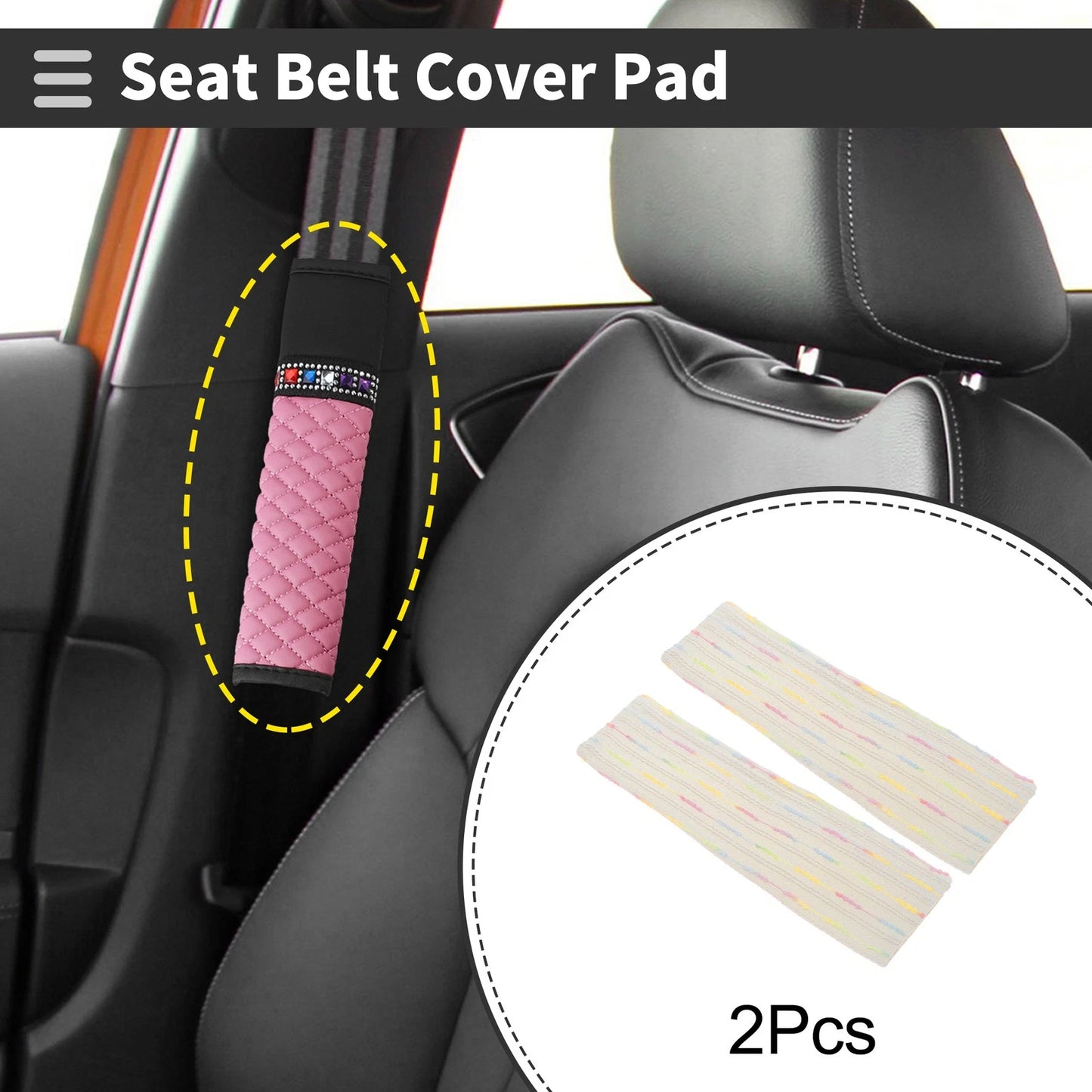 Set of 2 White Seat Belt Cover Pads for Universal Fit (24cm)