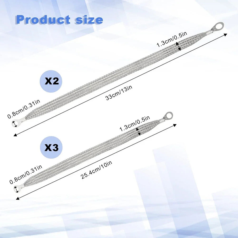 5Pc Heavy Duty Engine Grounding Straps for Trucks and Cars