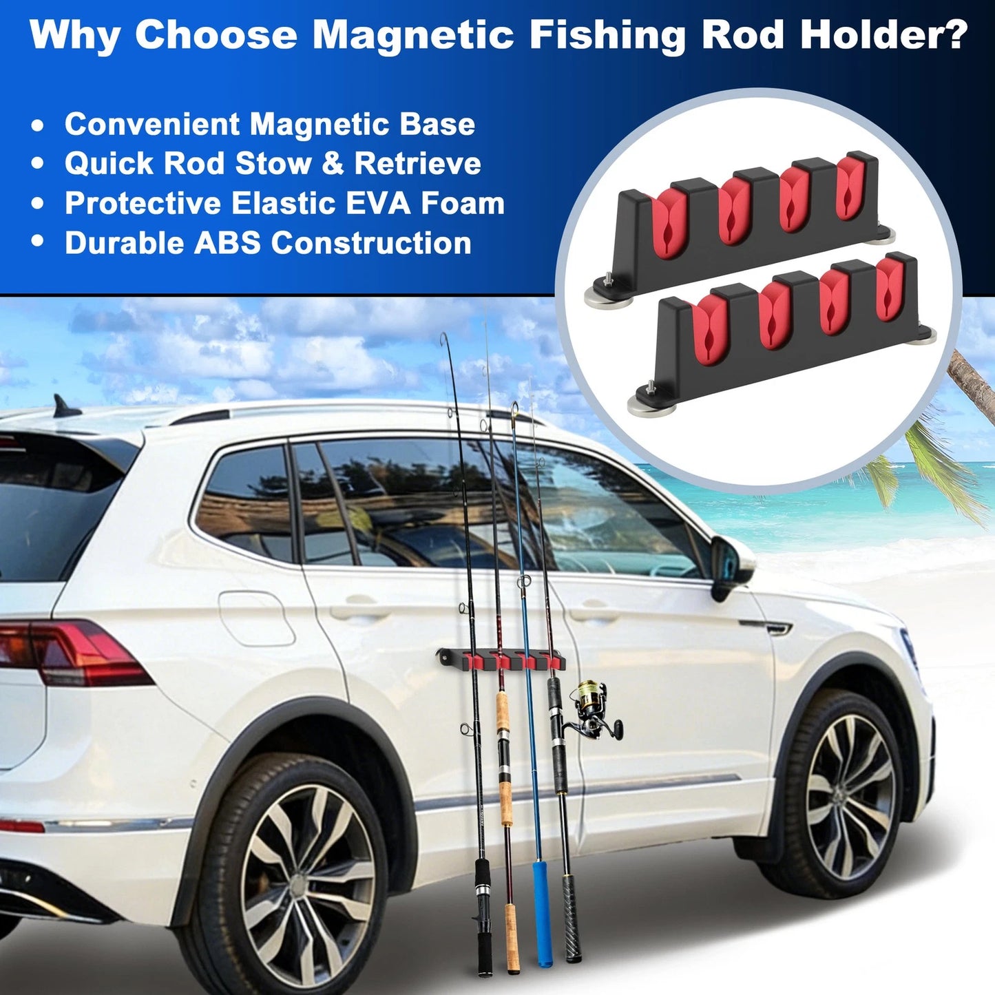 2X Magnetic Fishing Rod Holder for Universal Use