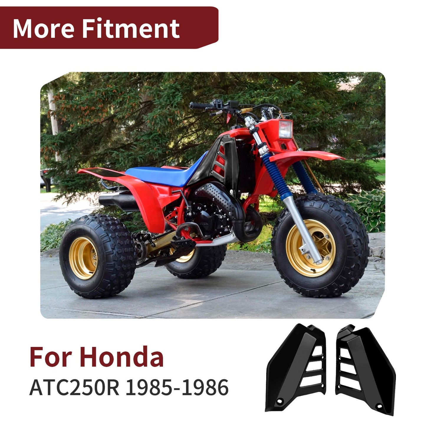 Set of 2 Black Radiator Shrouds for Honda ATC250R (1985–1986)