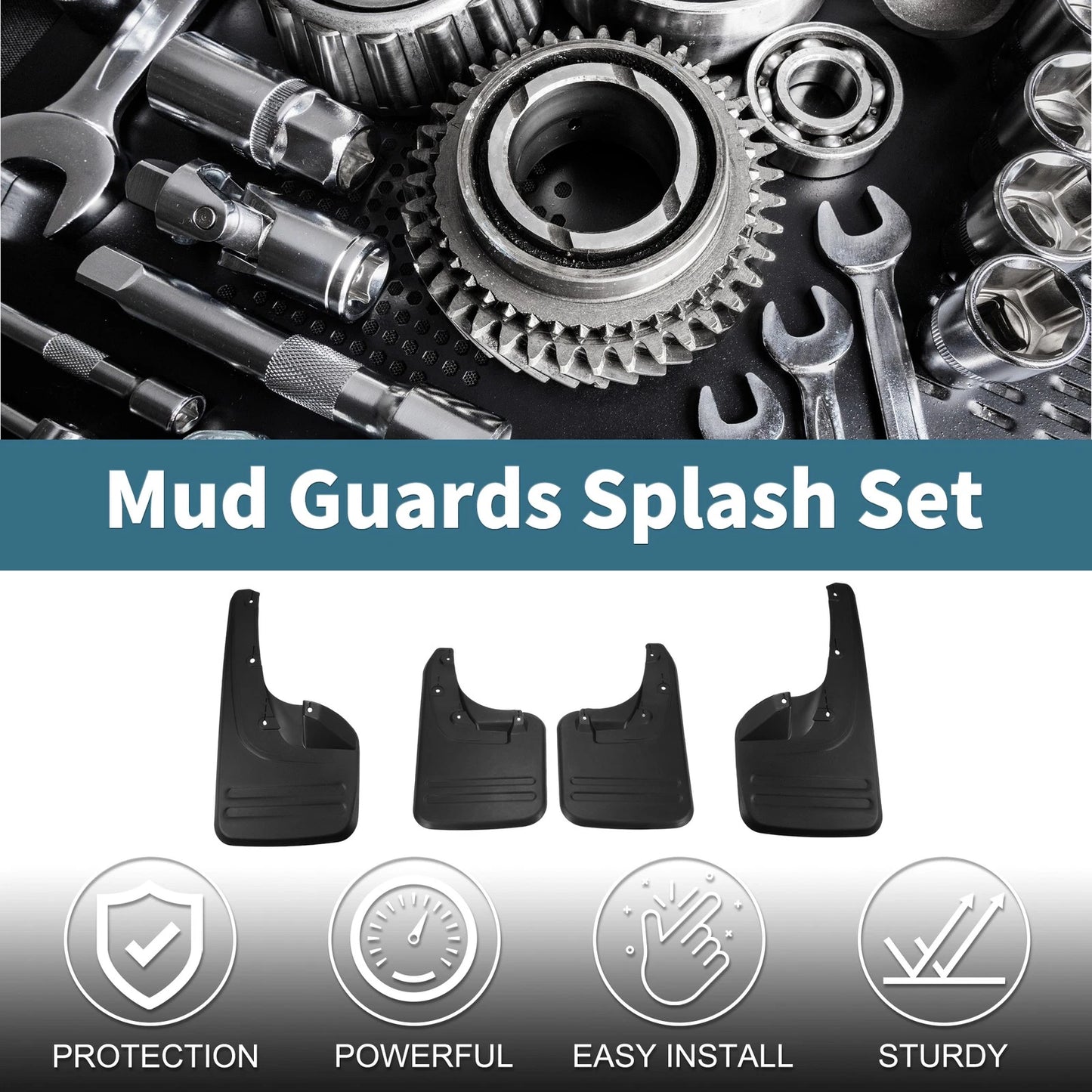 Set of 4 Mud Flaps Splash Guards for Toyota Hilux Vigo 4WD (2010–2014)