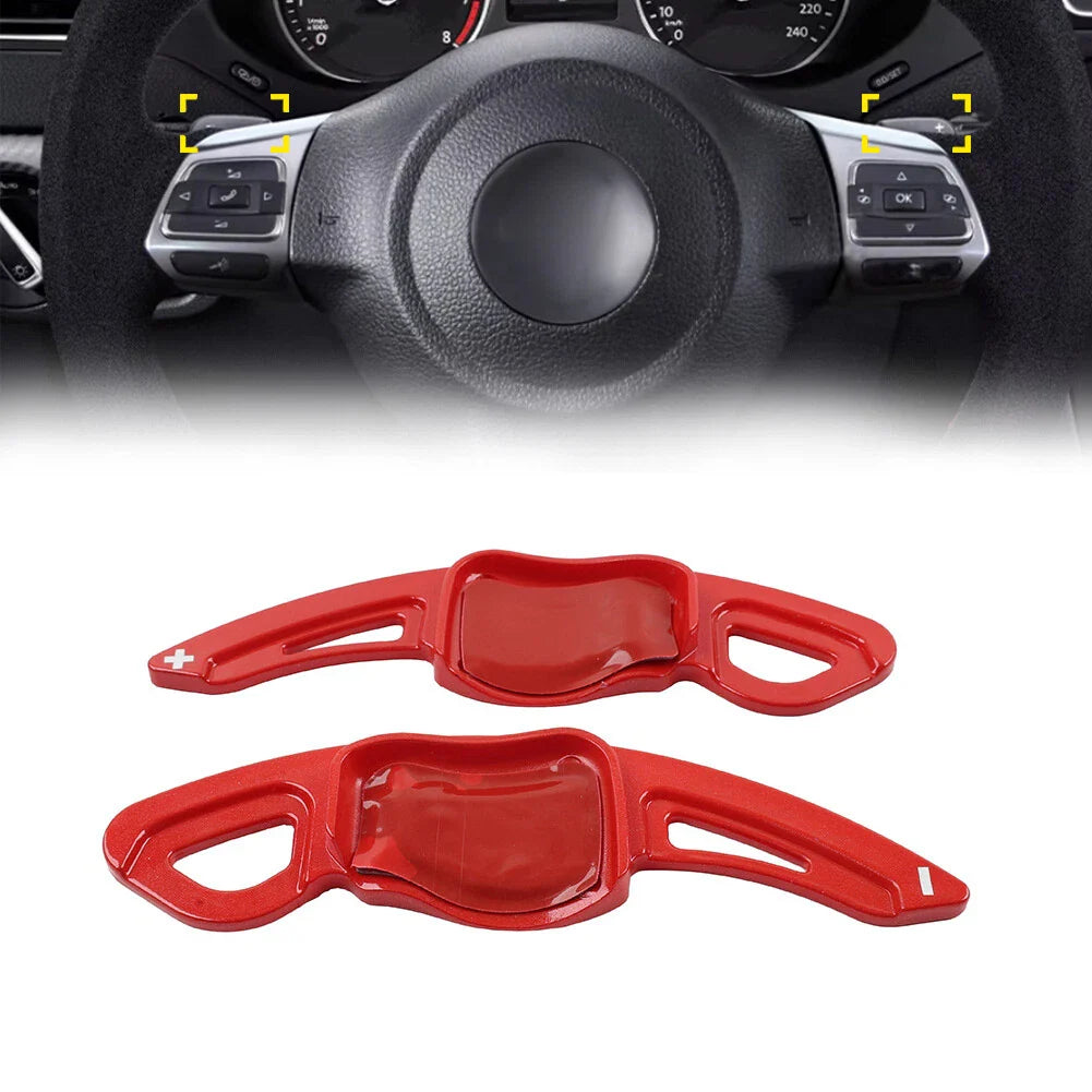 Red Steering Wheel Paddle Shifter Extensions for VW Golf Jetta Passat Polo