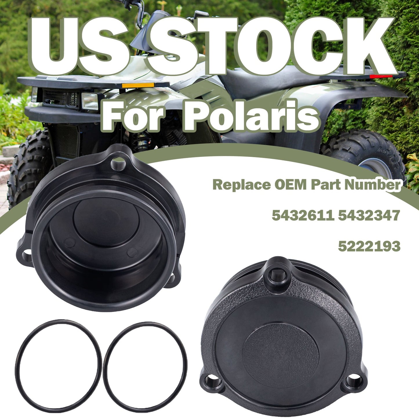 2X Front Wheel Hubcap for Polaris Magnum Scrambler Sportsman (2000–2006)