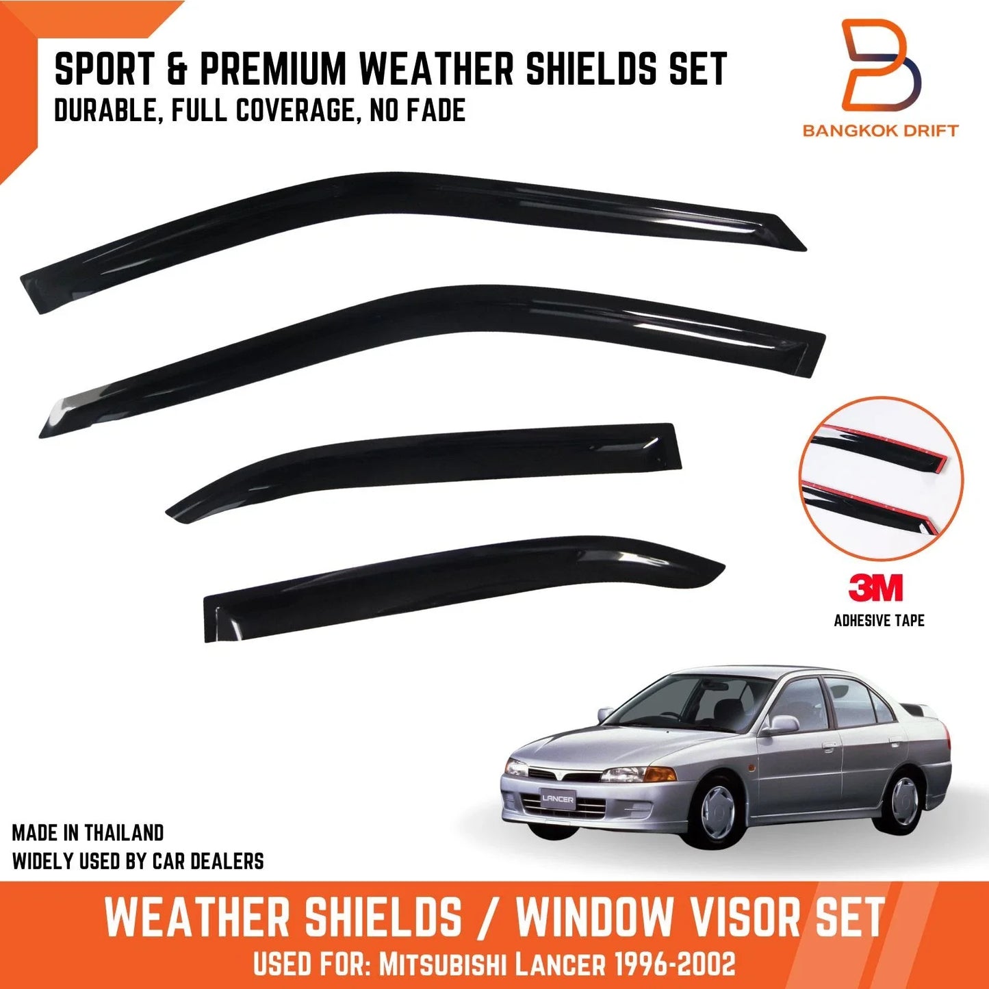 Weathershields Window Visors Rain Guards for Mitsubishi Lancer CE (96-03)
