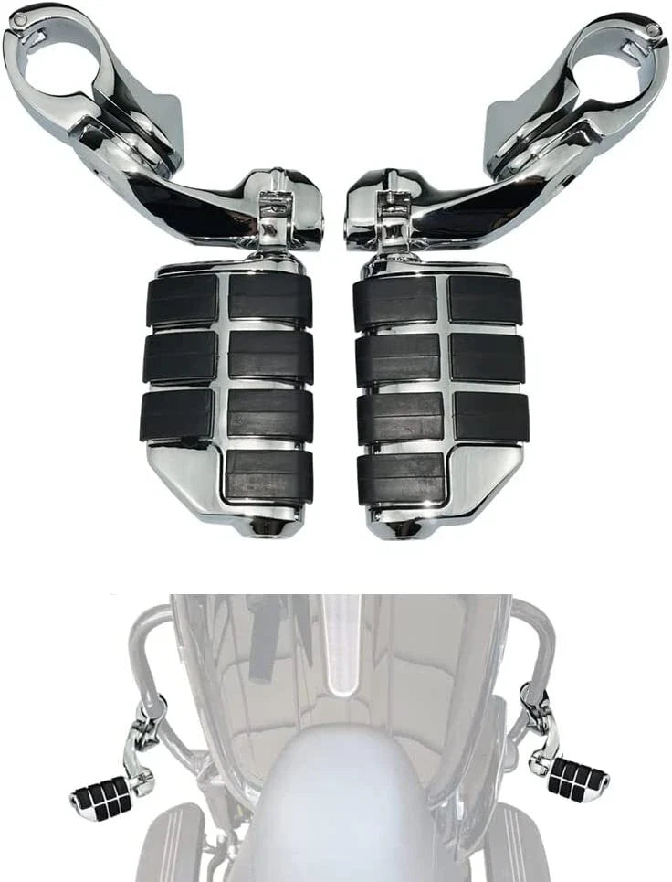 Chrome Motorcycle Foot Pegs for Harley (Fits 1.25" Bars)