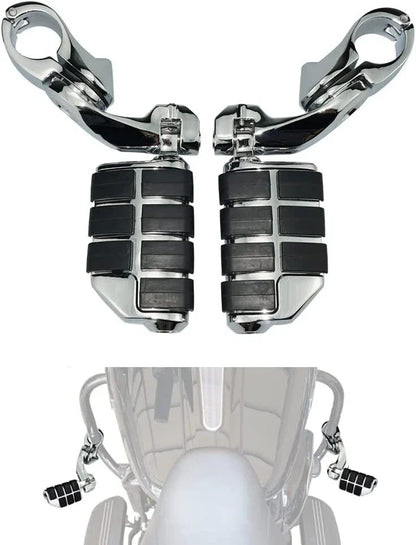Chrome Motorcycle Foot Pegs for Harley (Fits 1.25" Bars)