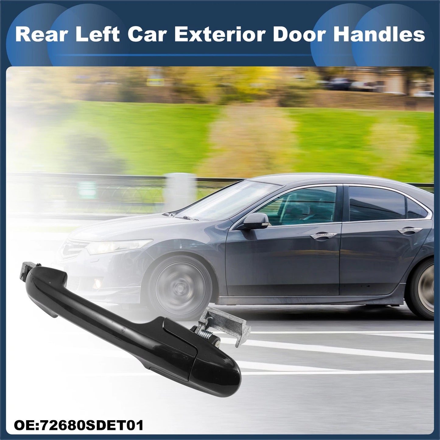 Rear Left Door Handle No. 72680SDET01 for Honda Accord (2003–2007) Black