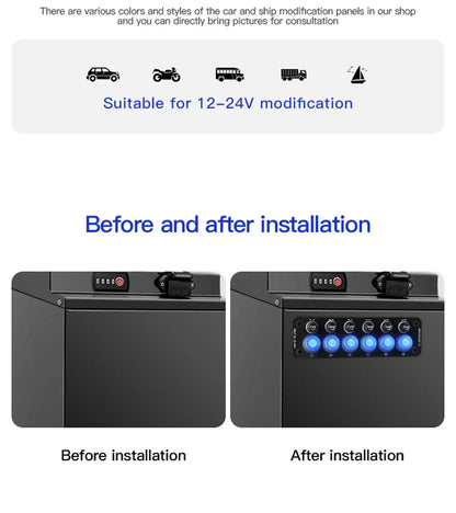DC12V Blue LED Multi Port Socket Toggle Switch for Car Motorhome RV