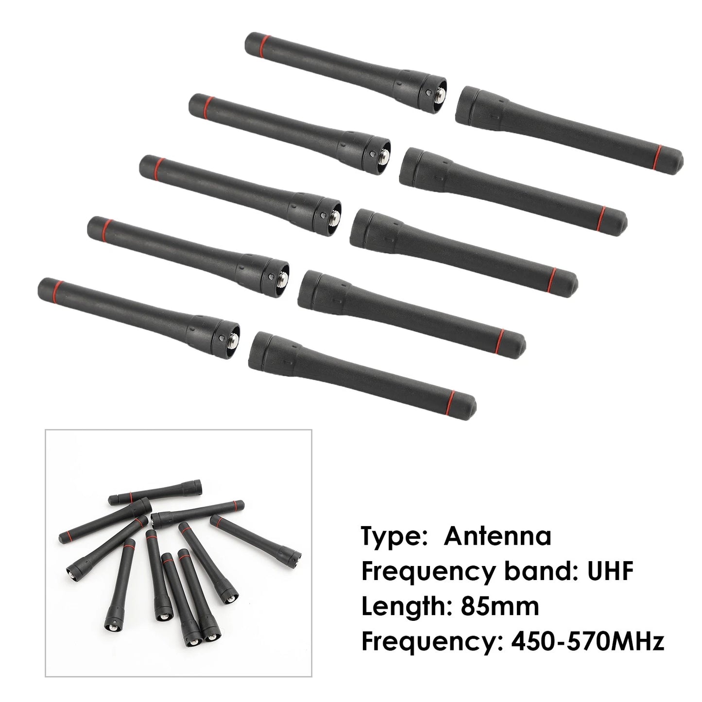 10x UHF Car Radio Antenna for ICOM IC-F3 F11 F14 F16 F15 F33 F34 (450-570MHz)