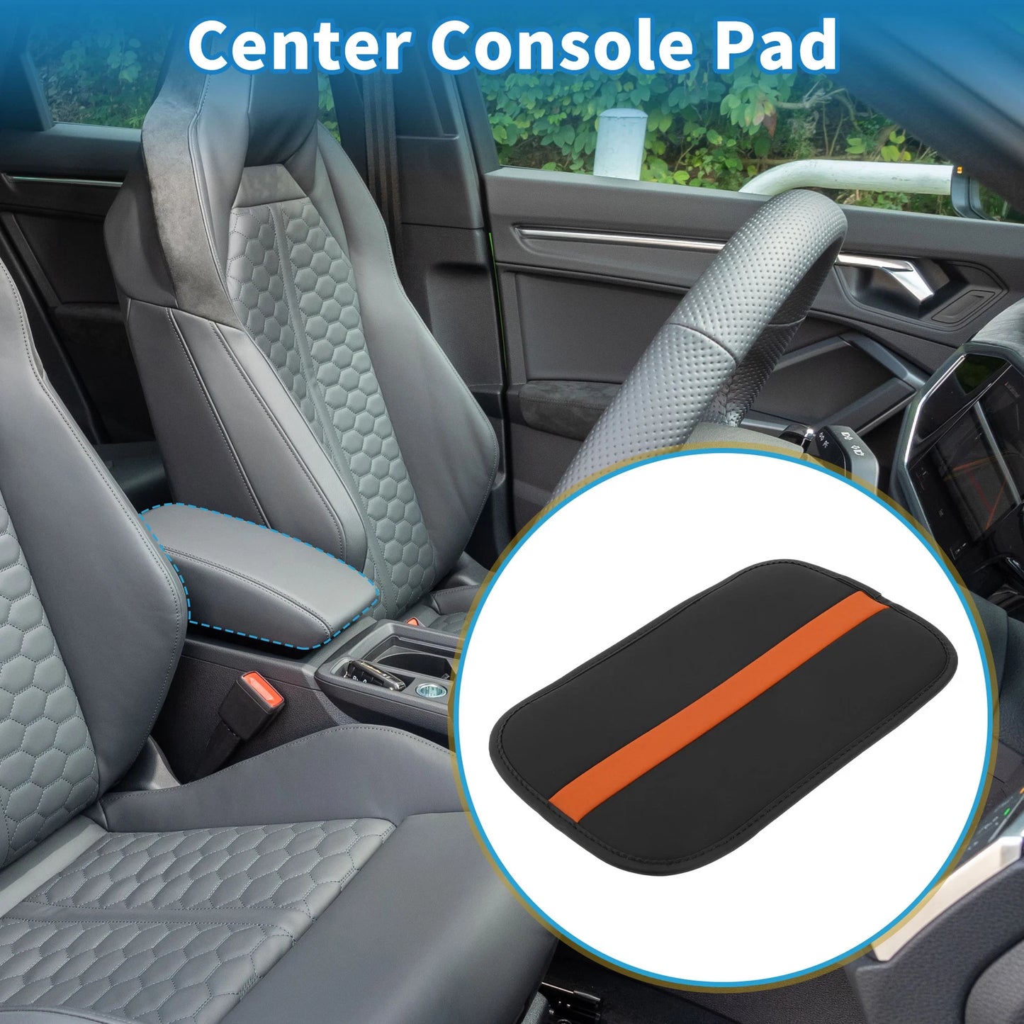 Armrest Cushion Pad for Car (12.20"x7.48", Microfiber Leather, Black)