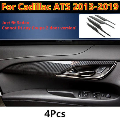 4 x Carbon Fiber Interior Door Panel Cover Trim for Cadillac ATS (2013–2019)