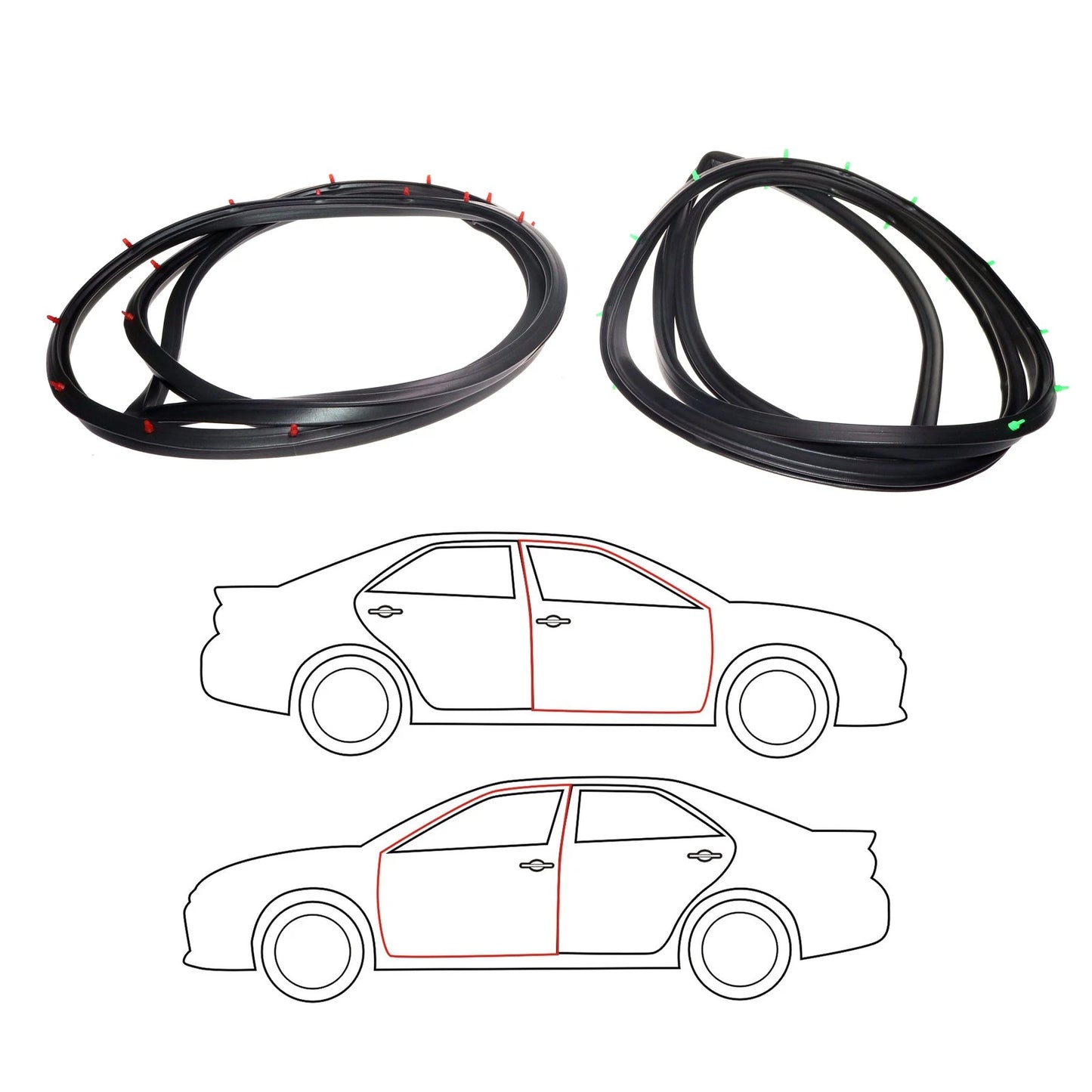 Set of 2 Front Door Weatherstrip Seals for Toyota Crown (1967–1971)