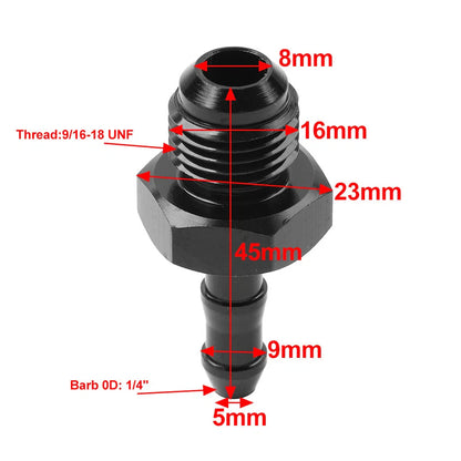 6AN Male to 1/4" Barb Push Lock Fitting Oil Fuel Hose Adapter for Car