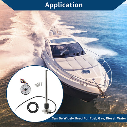 Fuel Sending Unit and Gauge Kit 0-190 Ohm for Boat Car Truck (0-190)