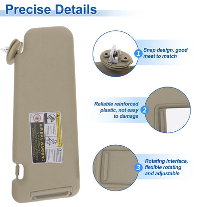 Set of 2 Sun Visors for Toyota Highlander (2008–2013) No. 74320-48500-B0 Beige