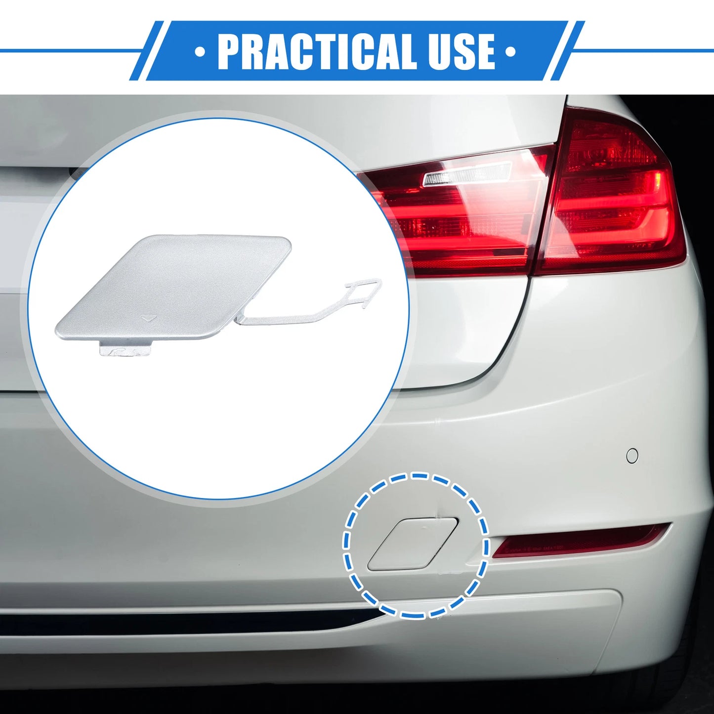 Tow Hook Eye Hole Cover Cap for BMW 3 F30 (2012–2015) Silver Tone