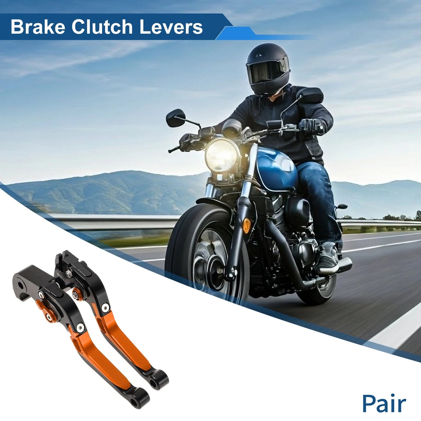 Brake Clutch Levers for Kawasaki ZX10R (2006–2015) Black Head Orange Handle