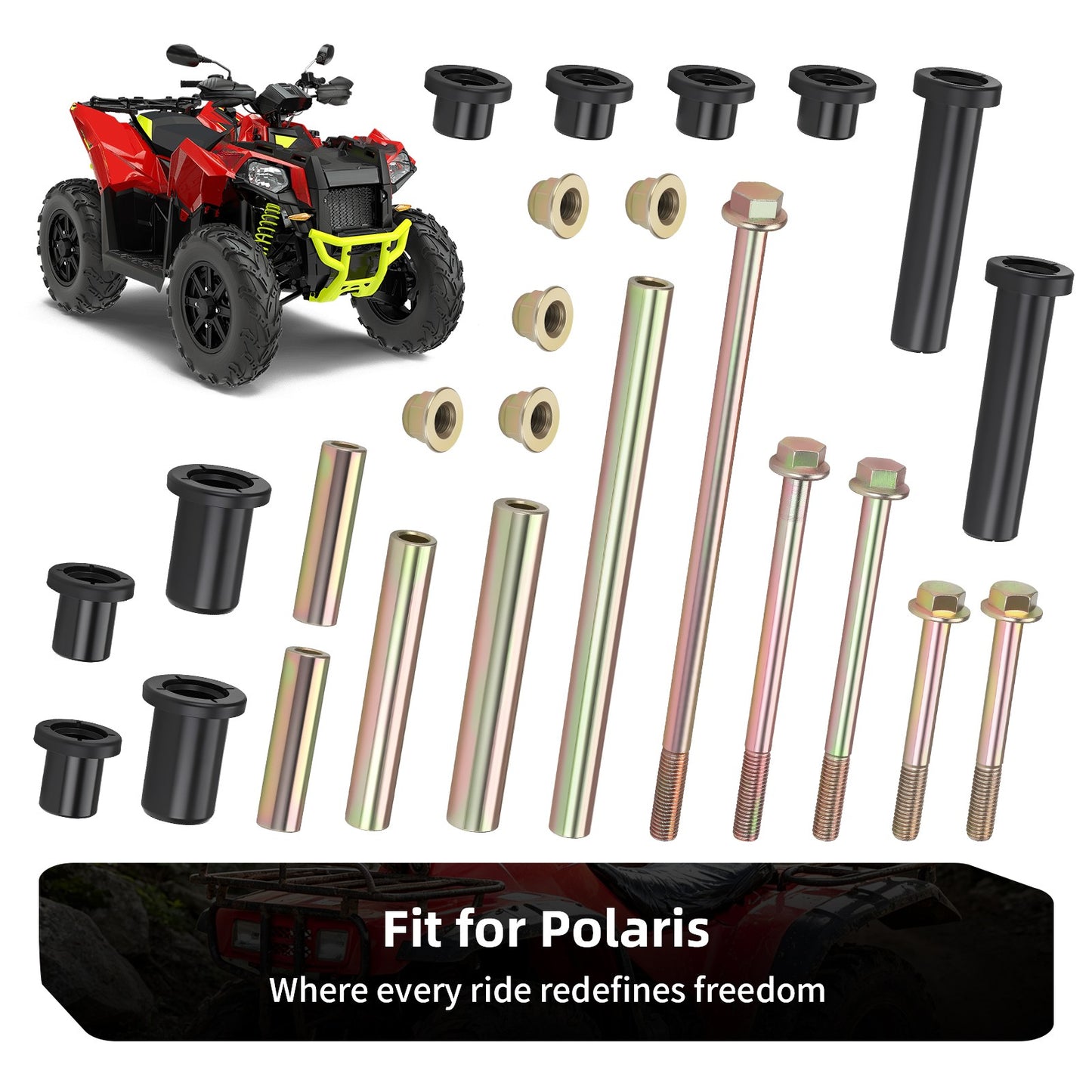Rear A-Arm Bushing Bolt Shaft Kit for Polaris Scrambler 1000 (2014–2018)